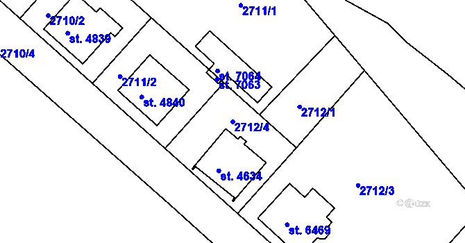 Parcela st. 2712/4 v KÚ Havlíčkův Brod, Katastrální mapa
