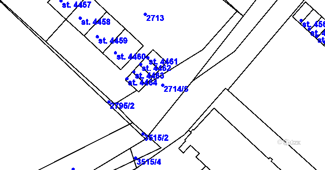 Parcela st. 2714/5 v KÚ Havlíčkův Brod, Katastrální mapa