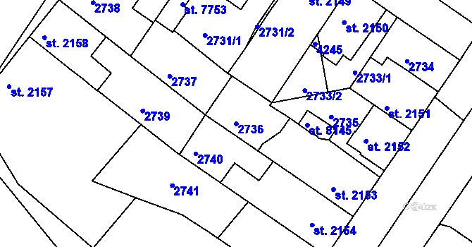 Parcela st. 2736 v KÚ Havlíčkův Brod, Katastrální mapa