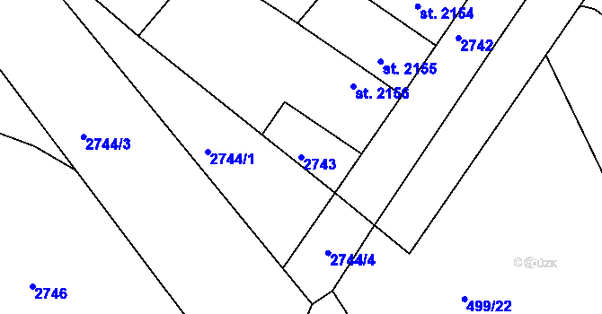 Parcela st. 2743 v KÚ Havlíčkův Brod, Katastrální mapa
