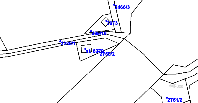 Parcela st. 2750/2 v KÚ Havlíčkův Brod, Katastrální mapa