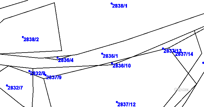 Parcela st. 2836/1 v KÚ Havlíčkův Brod, Katastrální mapa
