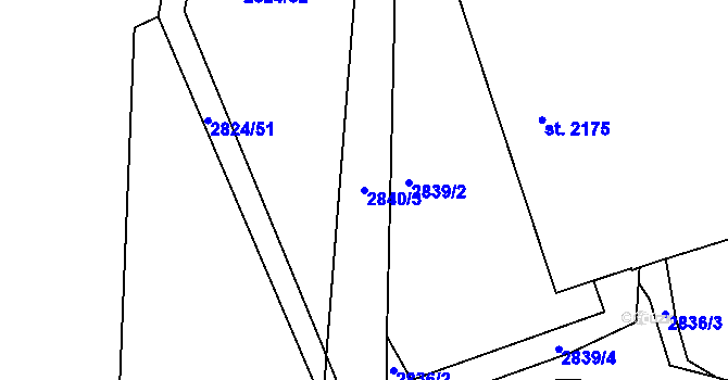 Parcela st. 2840/3 v KÚ Havlíčkův Brod, Katastrální mapa