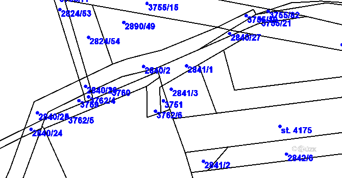 Parcela st. 2841/3 v KÚ Havlíčkův Brod, Katastrální mapa