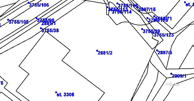 Parcela st. 2881/2 v KÚ Havlíčkův Brod, Katastrální mapa