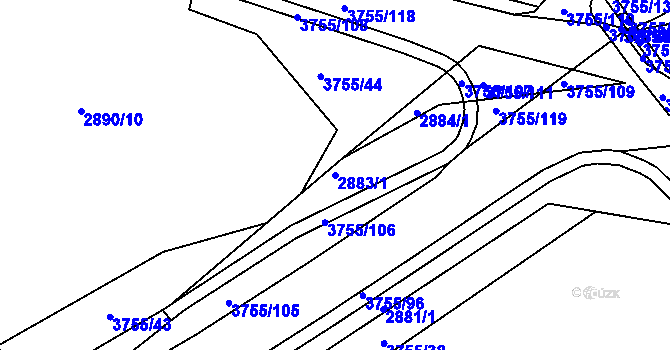 Parcela st. 2883/1 v KÚ Havlíčkův Brod, Katastrální mapa