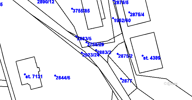 Parcela st. 2883/2 v KÚ Havlíčkův Brod, Katastrální mapa