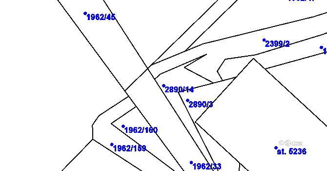 Parcela st. 2890/14 v KÚ Havlíčkův Brod, Katastrální mapa