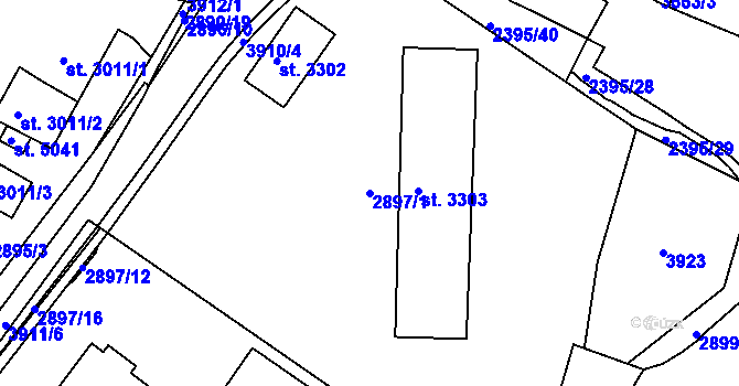 Parcela st. 2897/1 v KÚ Havlíčkův Brod, Katastrální mapa