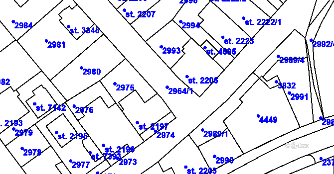 Parcela st. 2964/1 v KÚ Havlíčkův Brod, Katastrální mapa