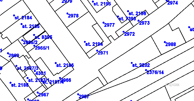 Parcela st. 2971 v KÚ Havlíčkův Brod, Katastrální mapa
