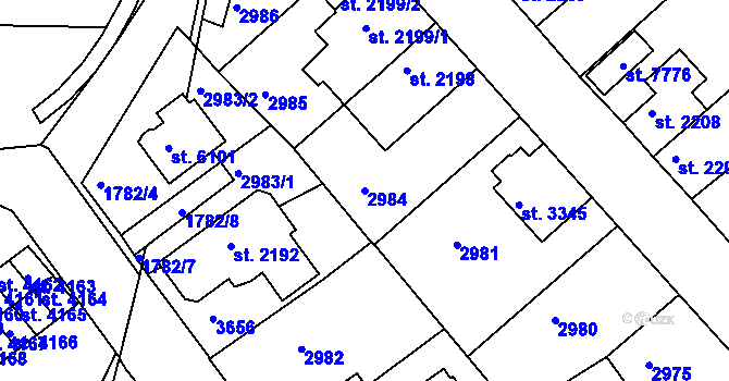Parcela st. 2984 v KÚ Havlíčkův Brod, Katastrální mapa