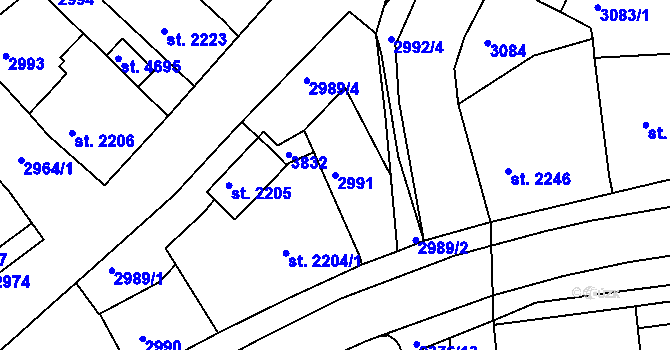 Parcela st. 2991 v KÚ Havlíčkův Brod, Katastrální mapa