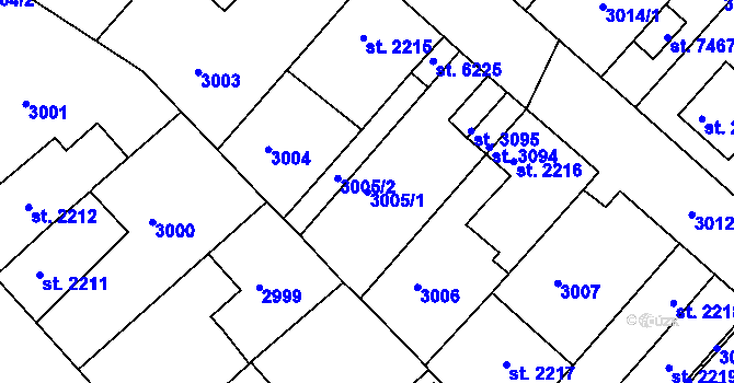 Parcela st. 3005/1 v KÚ Havlíčkův Brod, Katastrální mapa