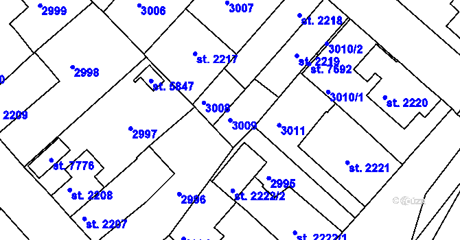 Parcela st. 3009 v KÚ Havlíčkův Brod, Katastrální mapa