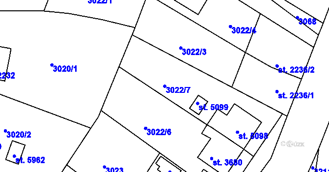 Parcela st. 3022/7 v KÚ Havlíčkův Brod, Katastrální mapa