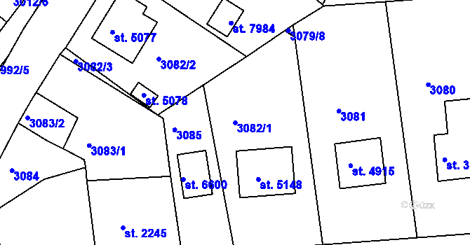 Parcela st. 3082/1 v KÚ Havlíčkův Brod, Katastrální mapa