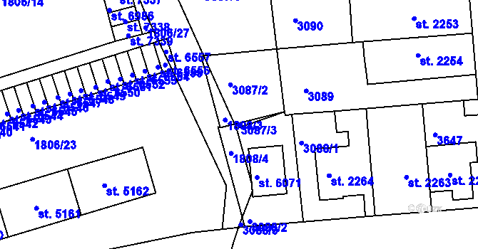 Parcela st. 3087/3 v KÚ Havlíčkův Brod, Katastrální mapa
