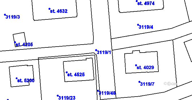 Parcela st. 3119/1 v KÚ Havlíčkův Brod, Katastrální mapa