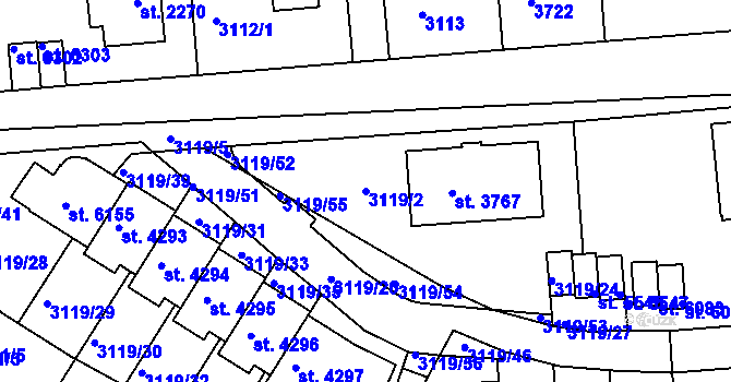 Parcela st. 3119/2 v KÚ Havlíčkův Brod, Katastrální mapa
