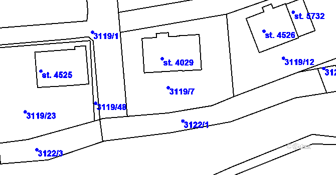 Parcela st. 3119/7 v KÚ Havlíčkův Brod, Katastrální mapa