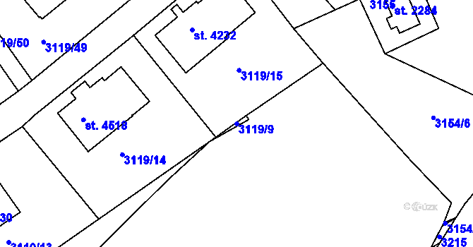 Parcela st. 3119/9 v KÚ Havlíčkův Brod, Katastrální mapa