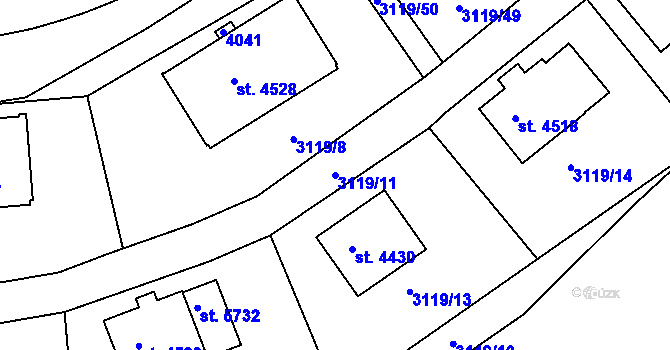Parcela st. 3119/11 v KÚ Havlíčkův Brod, Katastrální mapa