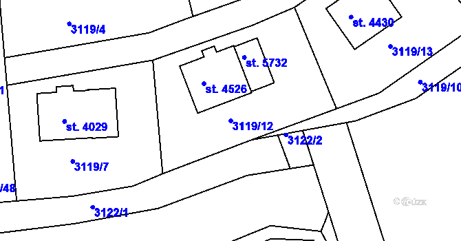 Parcela st. 3119/12 v KÚ Havlíčkův Brod, Katastrální mapa
