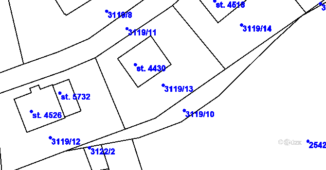 Parcela st. 3119/13 v KÚ Havlíčkův Brod, Katastrální mapa