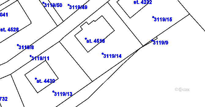 Parcela st. 3119/14 v KÚ Havlíčkův Brod, Katastrální mapa