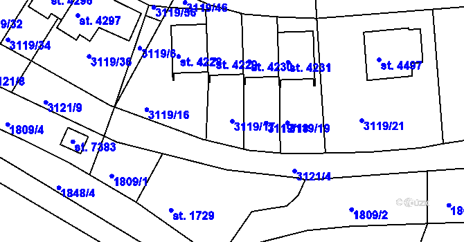 Parcela st. 3119/17 v KÚ Havlíčkův Brod, Katastrální mapa