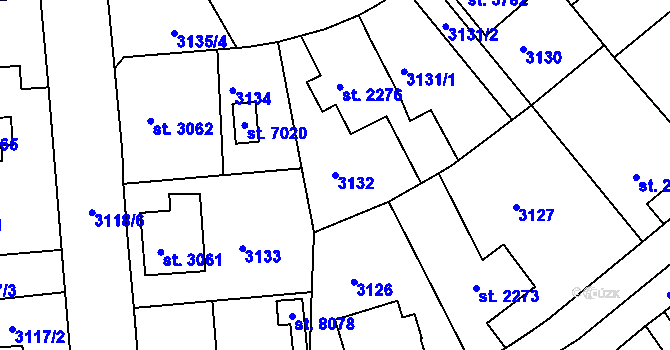 Parcela st. 3132 v KÚ Havlíčkův Brod, Katastrální mapa