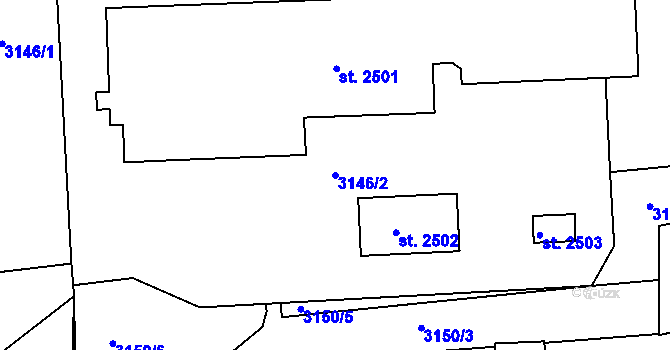 Parcela st. 3146/2 v KÚ Havlíčkův Brod, Katastrální mapa