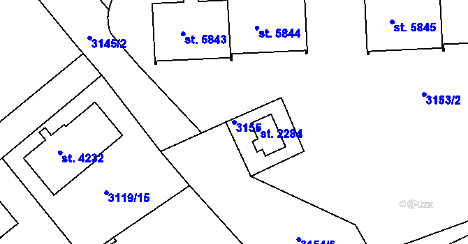 Parcela st. 3155 v KÚ Havlíčkův Brod, Katastrální mapa