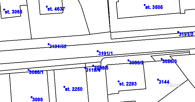 Parcela st. 3191/1 v KÚ Havlíčkův Brod, Katastrální mapa