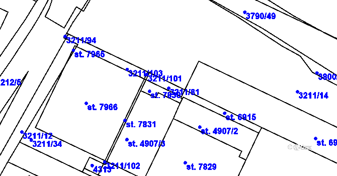 Parcela st. 3211/81 v KÚ Havlíčkův Brod, Katastrální mapa