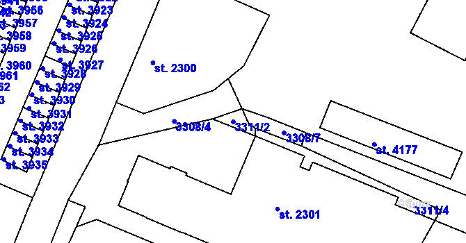 Parcela st. 3311/2 v KÚ Havlíčkův Brod, Katastrální mapa
