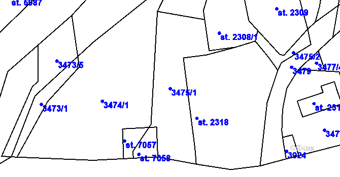 Parcela st. 3475/1 v KÚ Havlíčkův Brod, Katastrální mapa