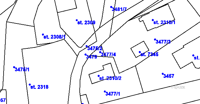 Parcela st. 3477/4 v KÚ Havlíčkův Brod, Katastrální mapa
