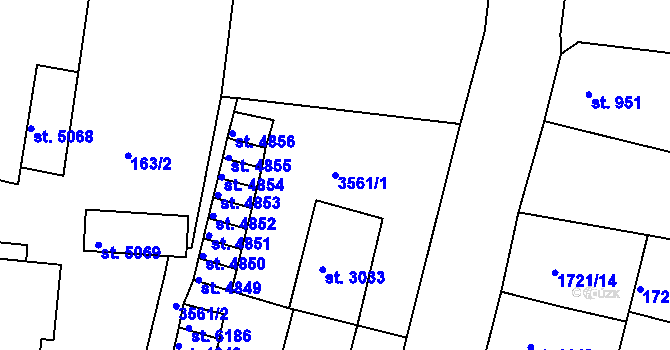 Parcela st. 3561/1 v KÚ Havlíčkův Brod, Katastrální mapa