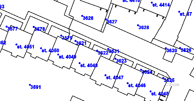 Parcela st. 3622 v KÚ Havlíčkův Brod, Katastrální mapa