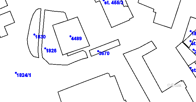 Parcela st. 3670 v KÚ Havlíčkův Brod, Katastrální mapa