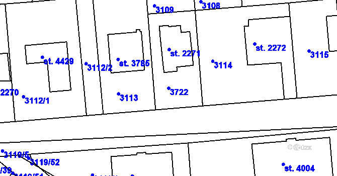 Parcela st. 3722 v KÚ Havlíčkův Brod, Katastrální mapa