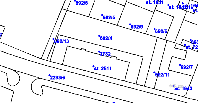 Parcela st. 3732 v KÚ Havlíčkův Brod, Katastrální mapa