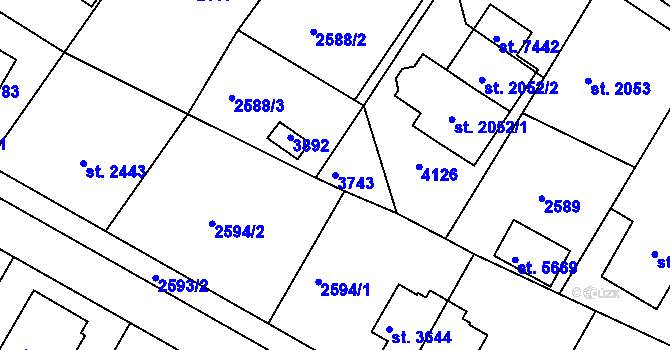 Parcela st. 3743 v KÚ Havlíčkův Brod, Katastrální mapa
