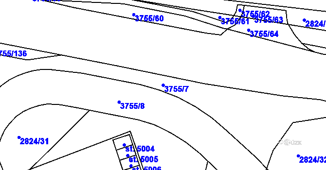 Parcela st. 3755/7 v KÚ Havlíčkův Brod, Katastrální mapa
