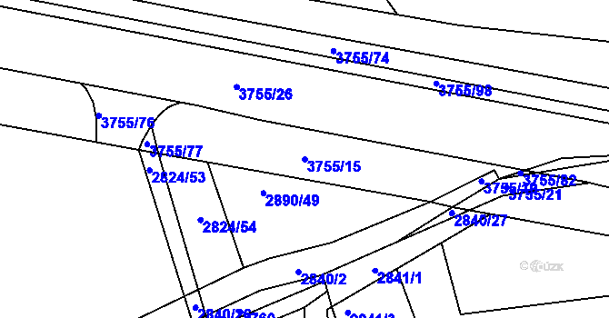 Parcela st. 3755/15 v KÚ Havlíčkův Brod, Katastrální mapa