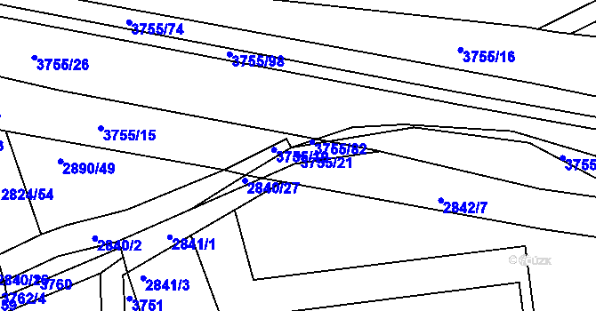 Parcela st. 3755/21 v KÚ Havlíčkův Brod, Katastrální mapa