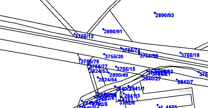 Parcela st. 3755/26 v KÚ Havlíčkův Brod, Katastrální mapa