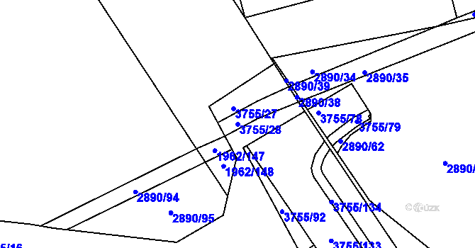 Parcela st. 3755/28 v KÚ Havlíčkův Brod, Katastrální mapa